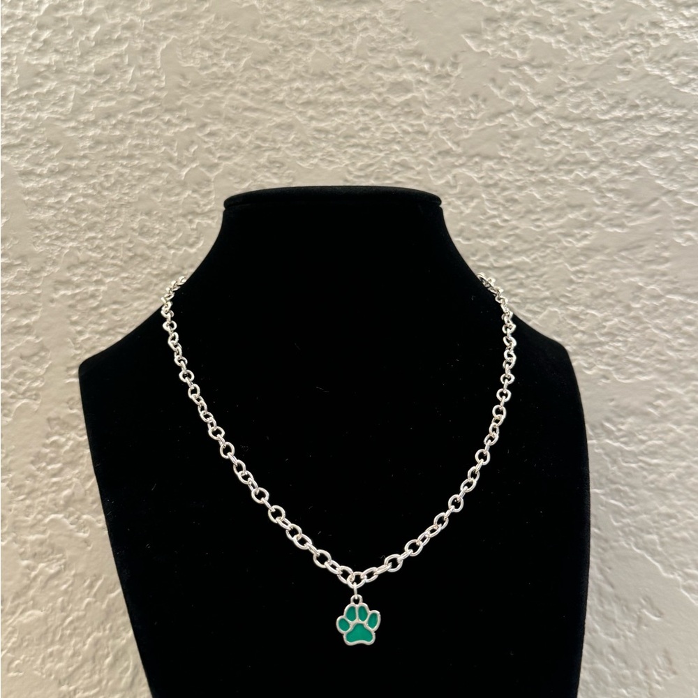 Handmade Green Animal Paw Print Necklace